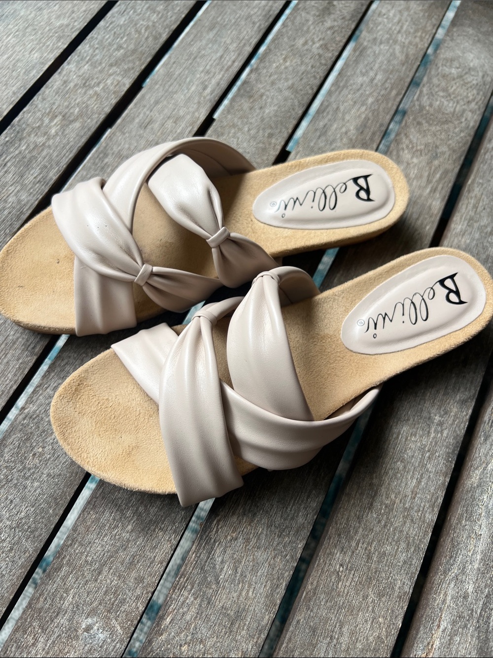 Bellini Taupe Knot Slide Sandals